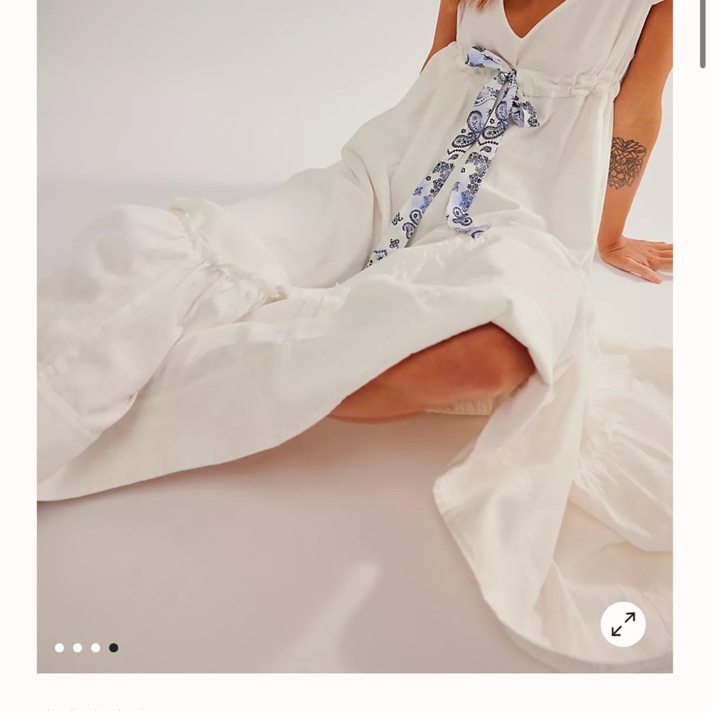 White Maxi Dress with Blue Accents - Picture 3 of 5
